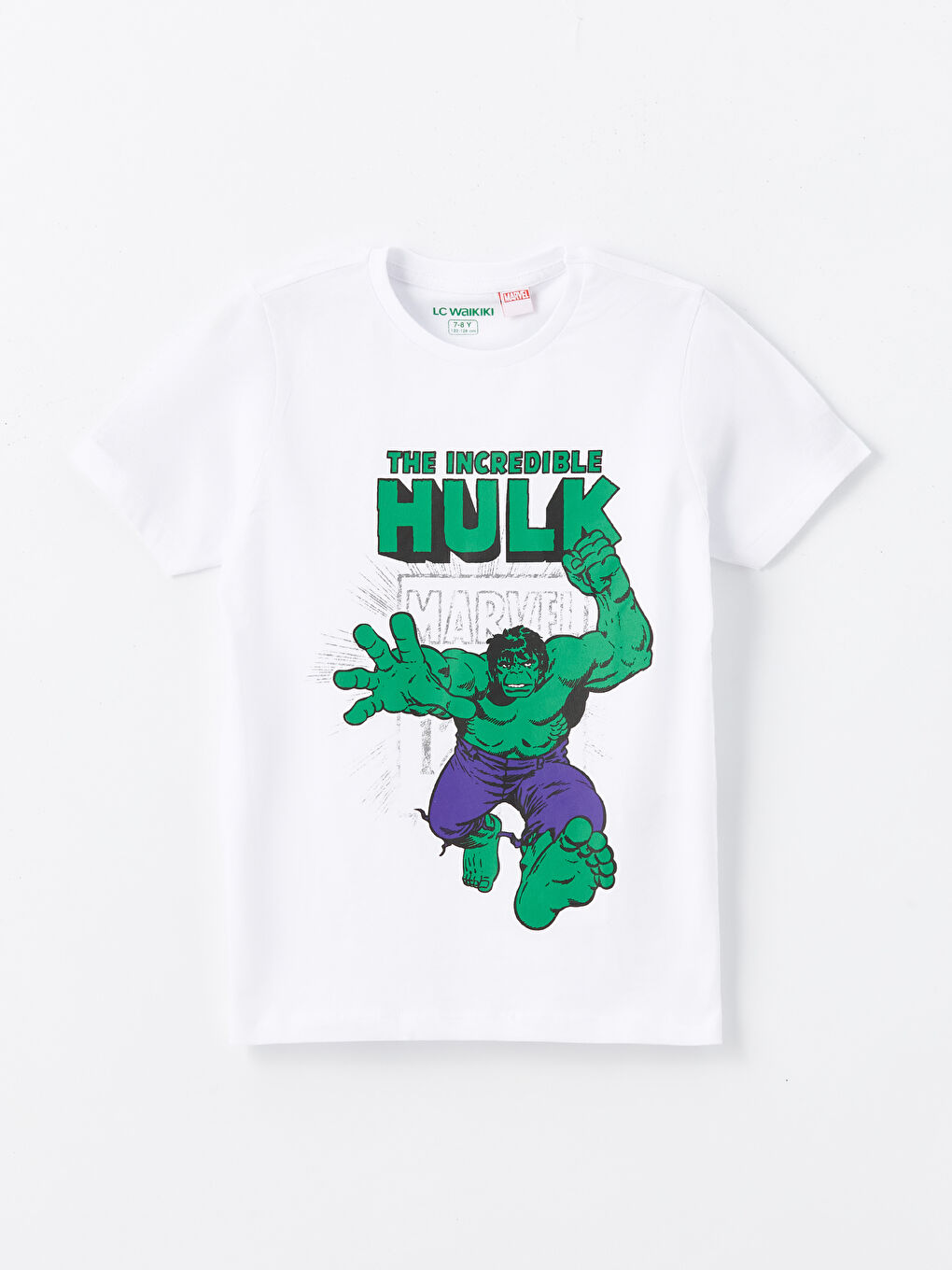 Beyaz Bisiklet Yaka Hulk Baskılı Erkek Çocuk Pijama Üst