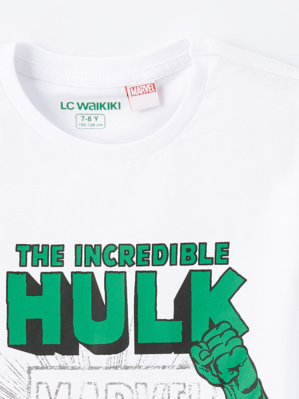 Beyaz Bisiklet Yaka Hulk Baskılı Erkek Çocuk Pijama Üst-2