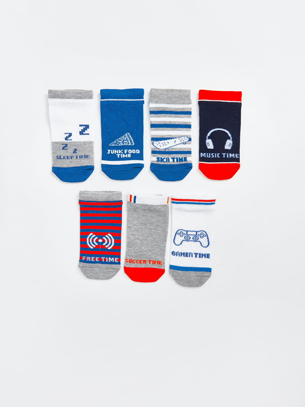 Karışık Desenli Erkek Çocuk Patik Çorap 7'li