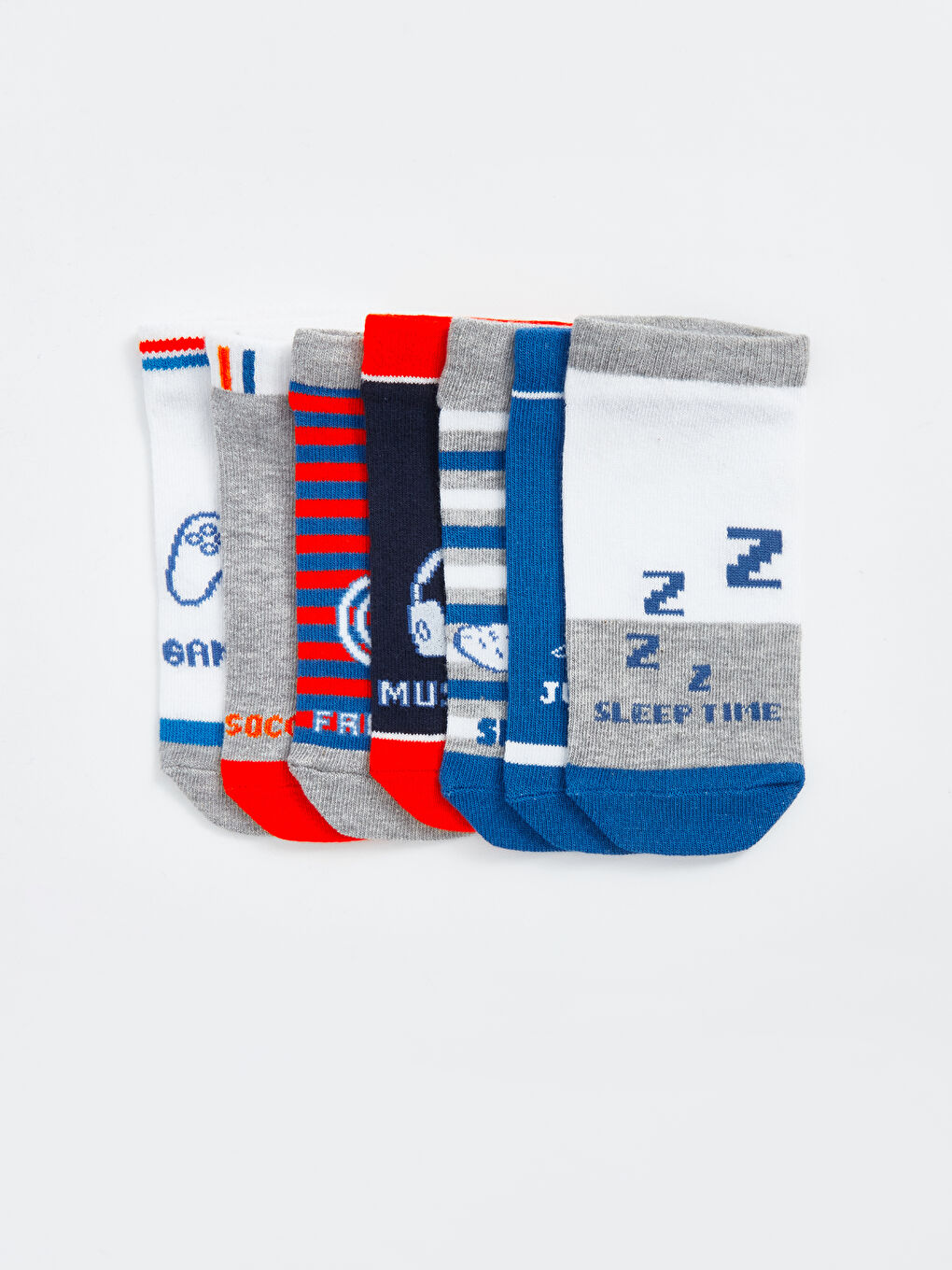 Karışık Desenli Erkek Çocuk Patik Çorap 7'li-1