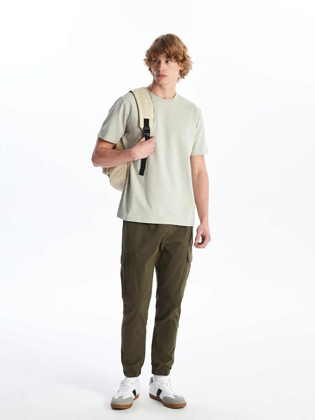 Haki Standart Kalıp Gabardin Erkek Kargo Pantolon