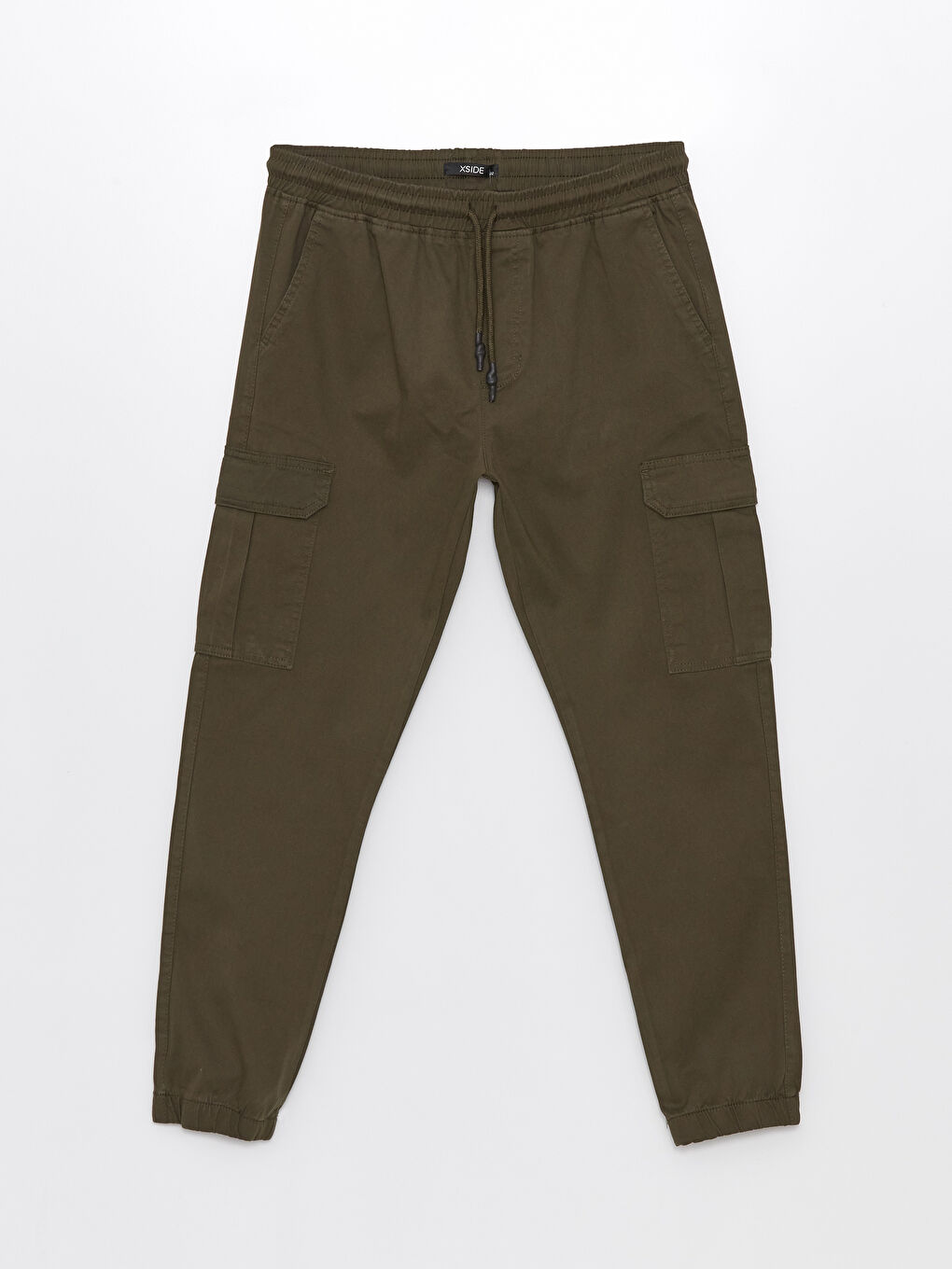 Haki Standart Kalıp Gabardin Erkek Kargo Pantolon-5