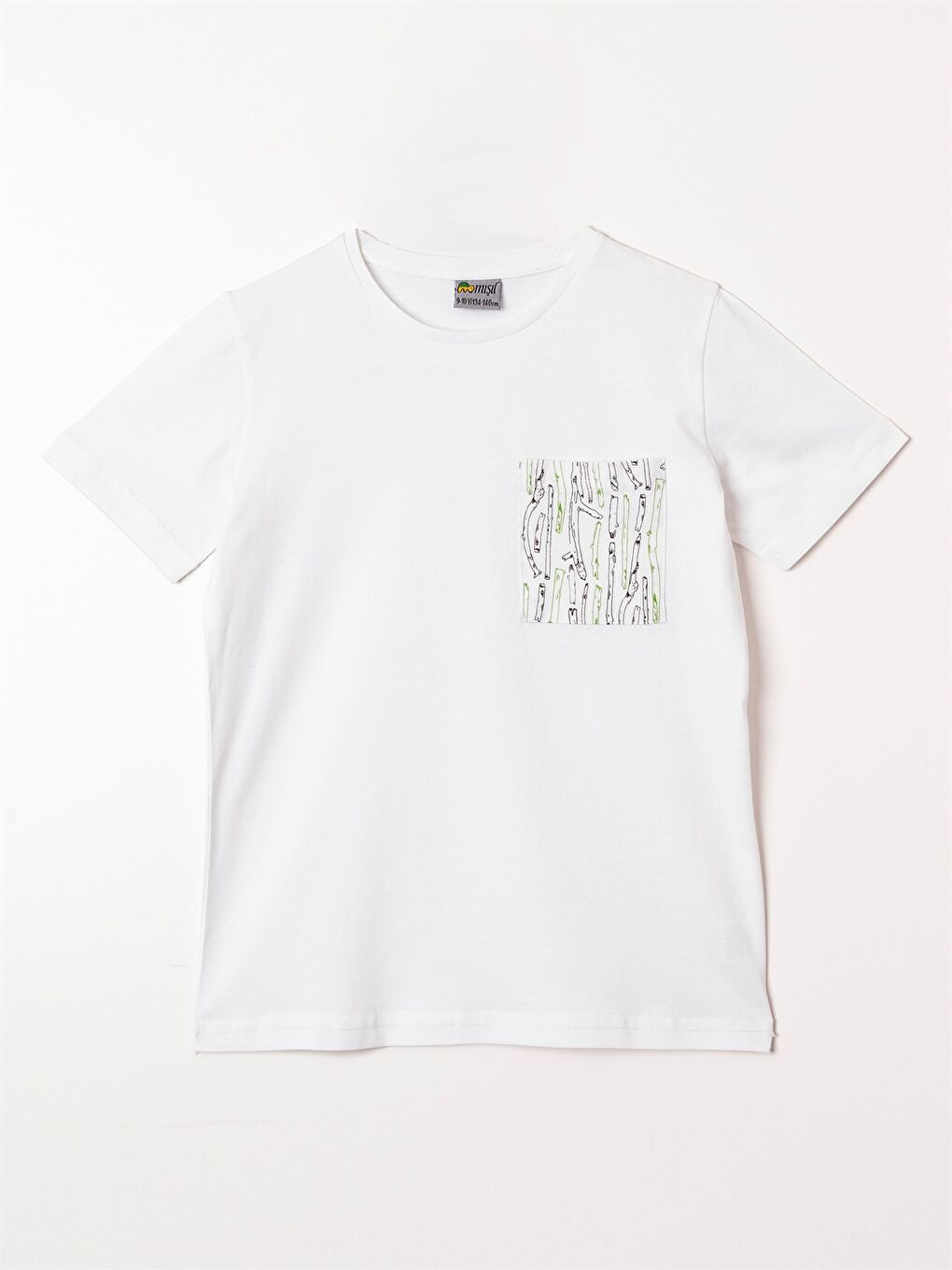 Beyaz Bisiklet Yaka Kısa Kollu Erkek Çocuk Tişört