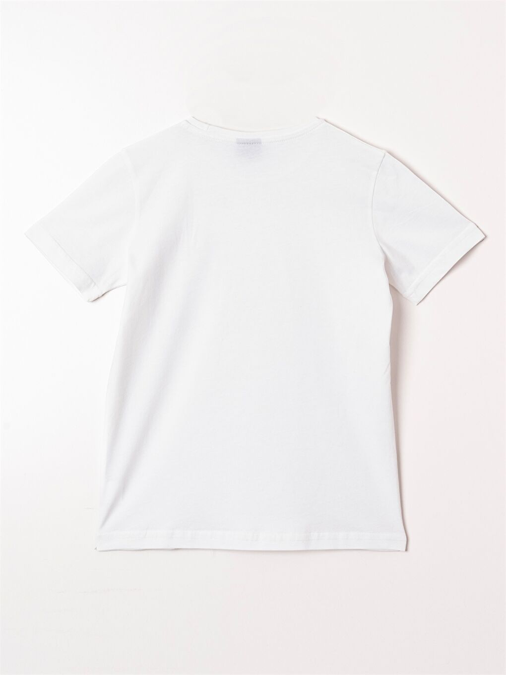 Beyaz Bisiklet Yaka Kısa Kollu Erkek Çocuk Tişört-1