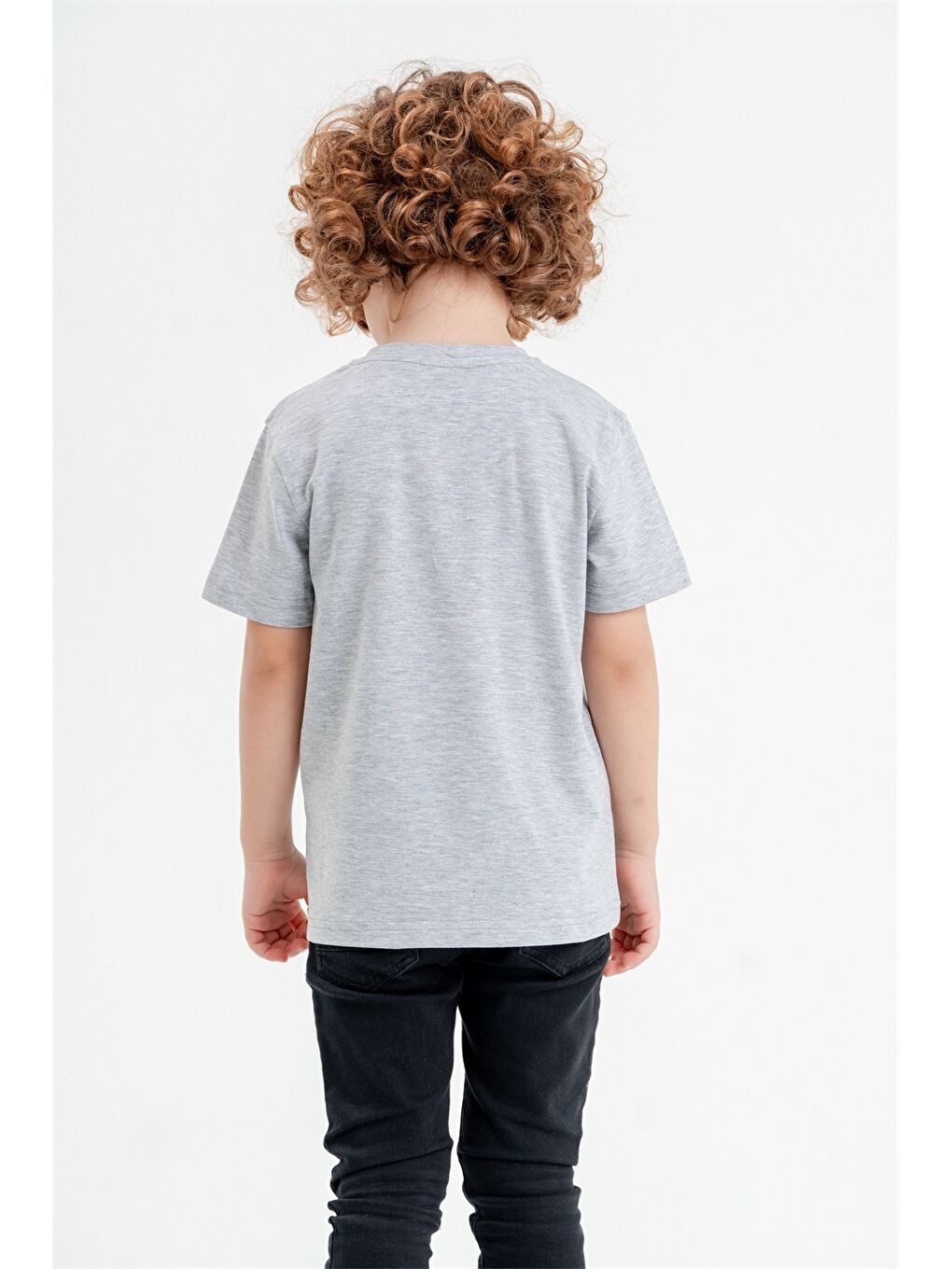 Gri Bisiklet Yaka Kısa Kollu Erkek Bebek Tişört-3