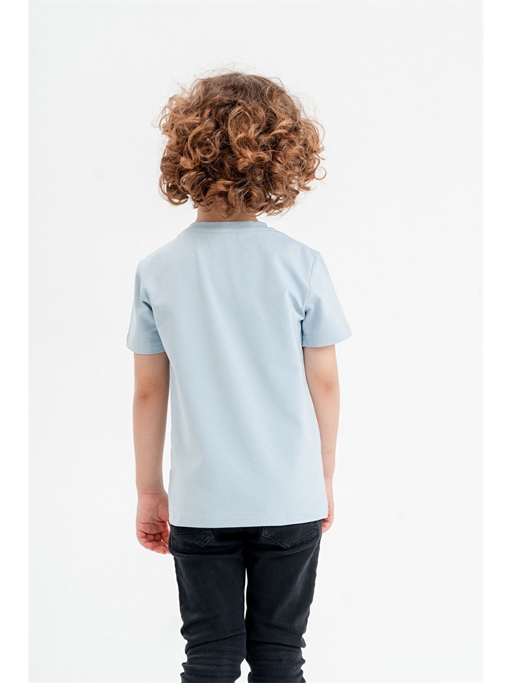 Mavi Bisiklet Yaka Kısa Kollu Nakışlı Erkek Tişört-3