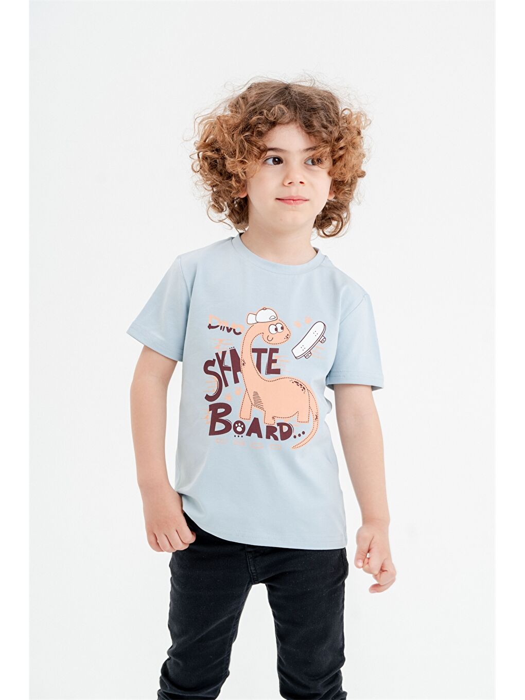 Mavi Bisiklet Yaka Kısa Kollu Nakışlı Erkek Tişört