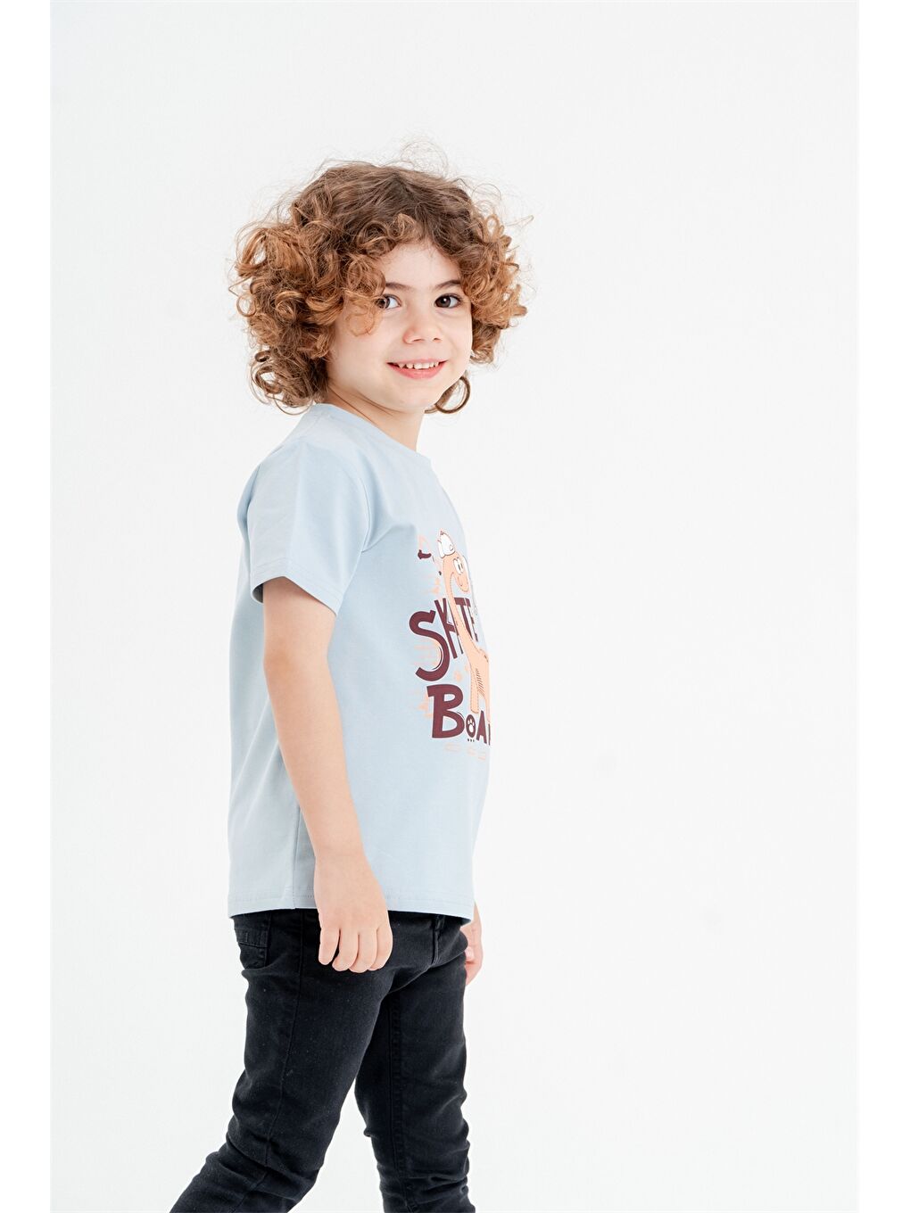 Mavi Bisiklet Yaka Kısa Kollu Nakışlı Erkek Tişört-1