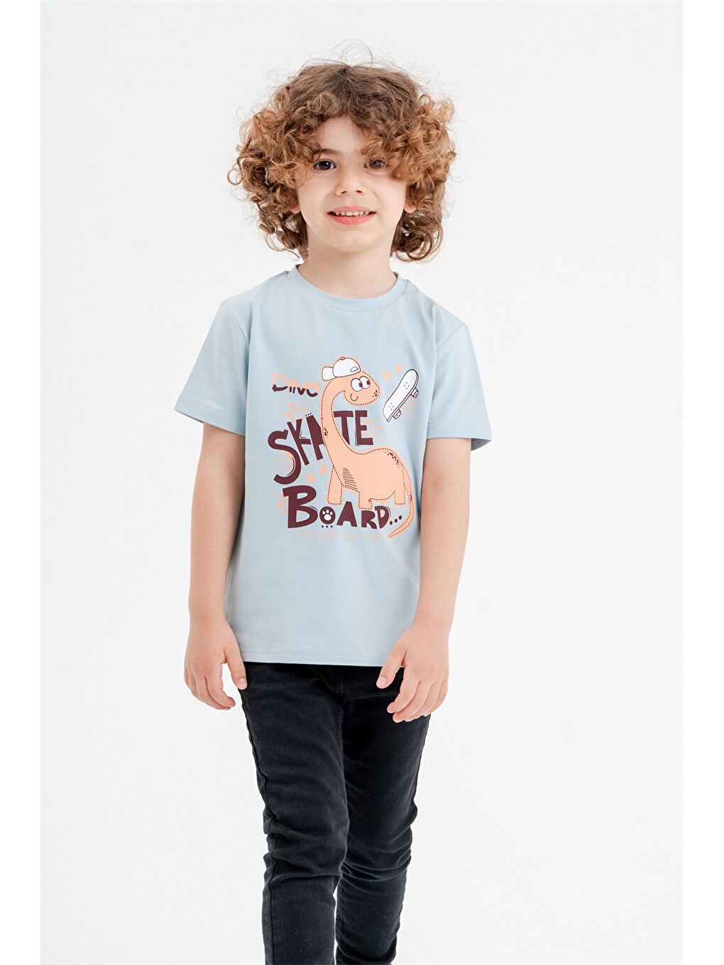 Mavi Bisiklet Yaka Kısa Kollu Nakışlı Erkek Tişört-2