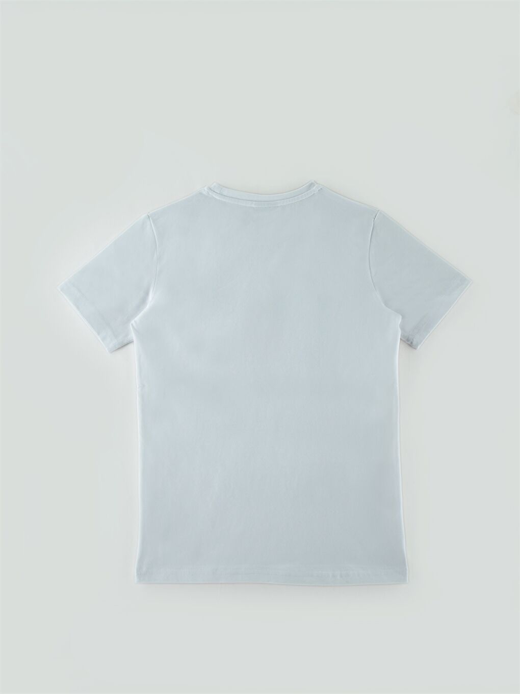 Beyaz Bisiklet Yaka Kısa Kollu Erkek Çocuk Tişört-2