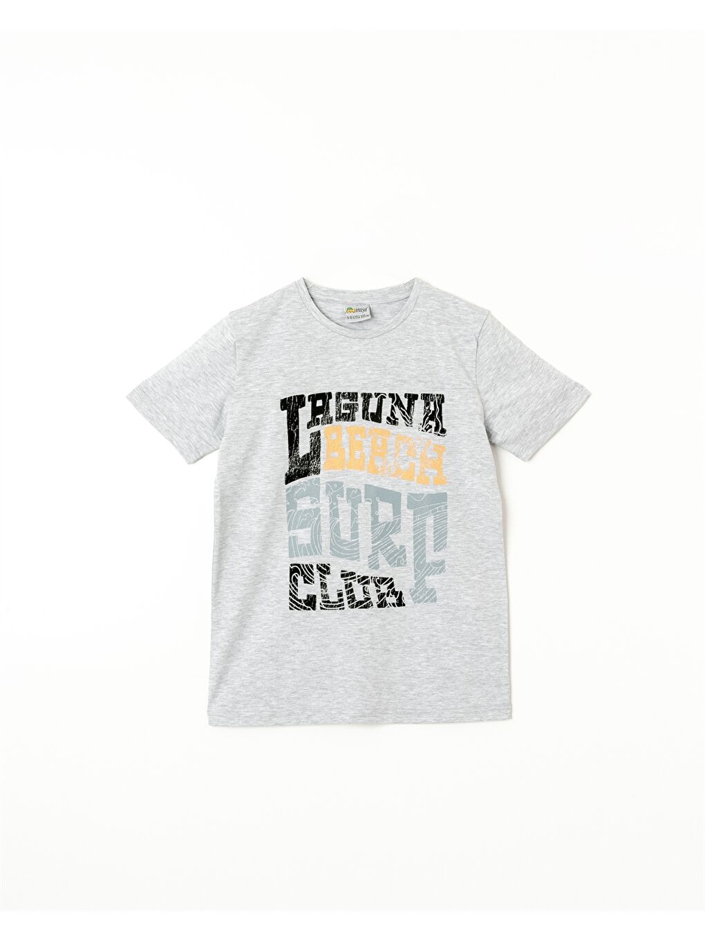 Gri Bisiklet Yaka Kısa Kollu Erkek Çocuk Tişört