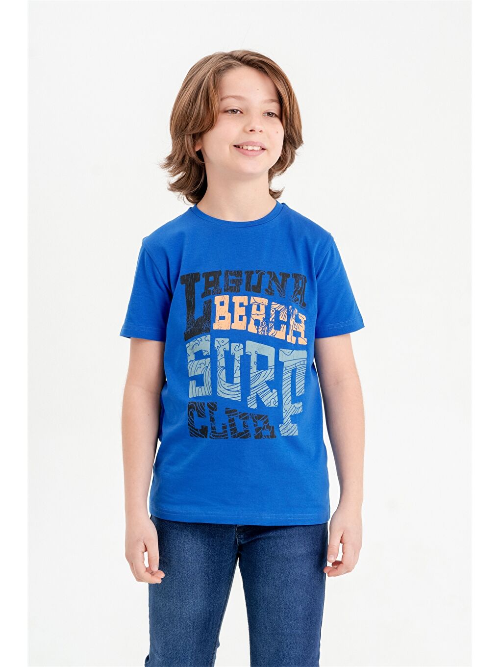 Mavi Bisiklet Yaka Kısa Kollu Erkek Çocuk Tişört
