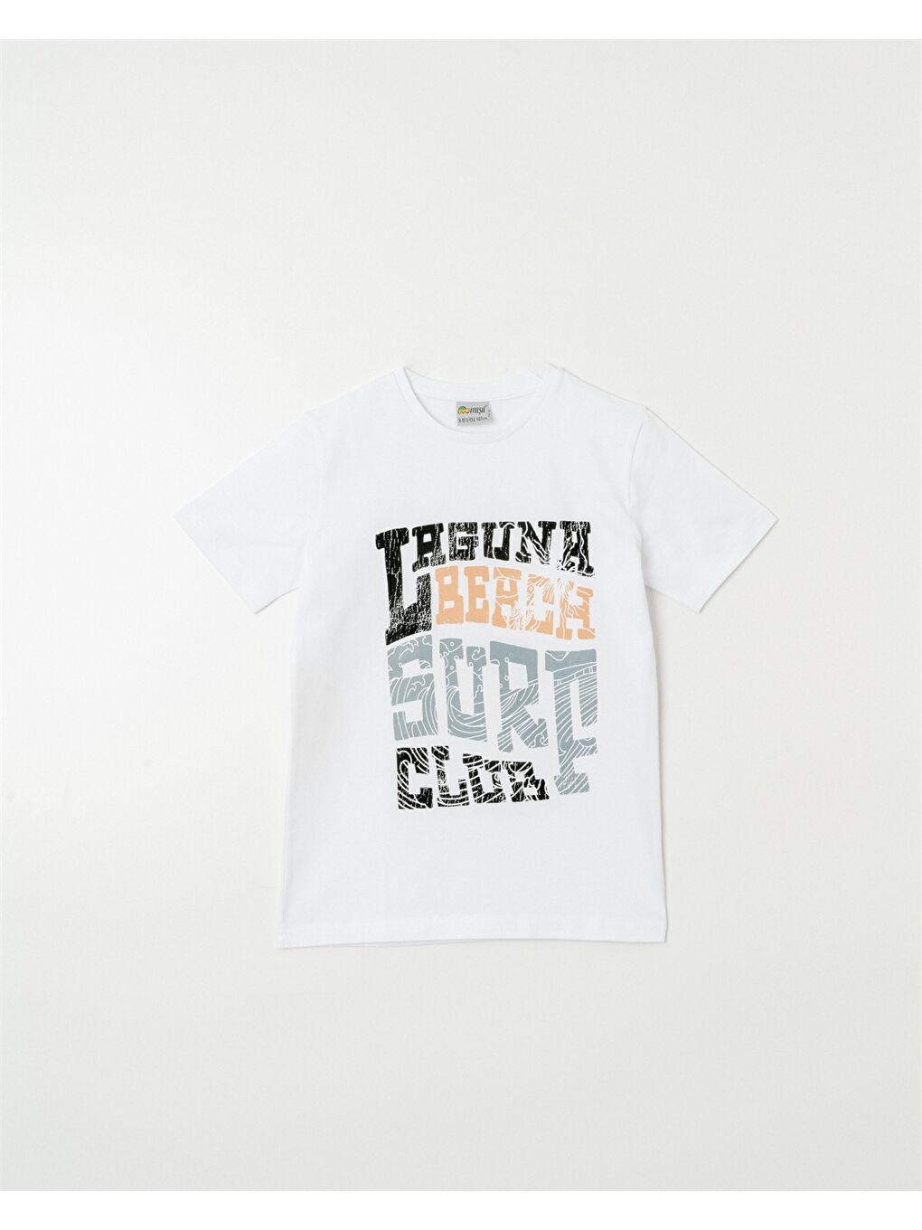 Beyaz Bisiklet Yaka Kısa Kollu Erkek Çocuk Tişört