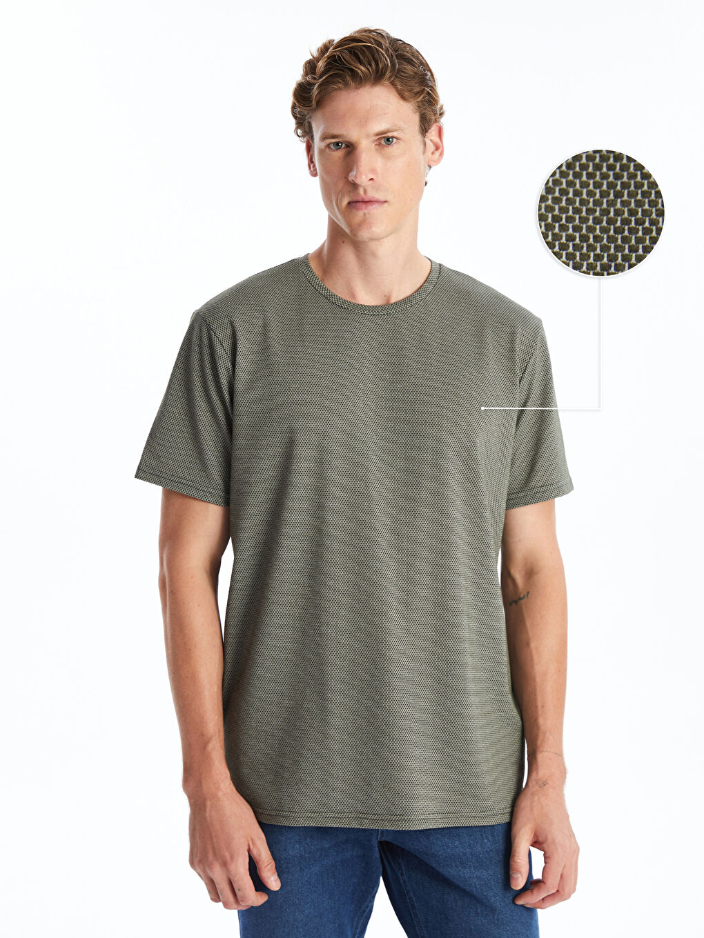 تي شيرت رجالي بكم قصير وكول مدور