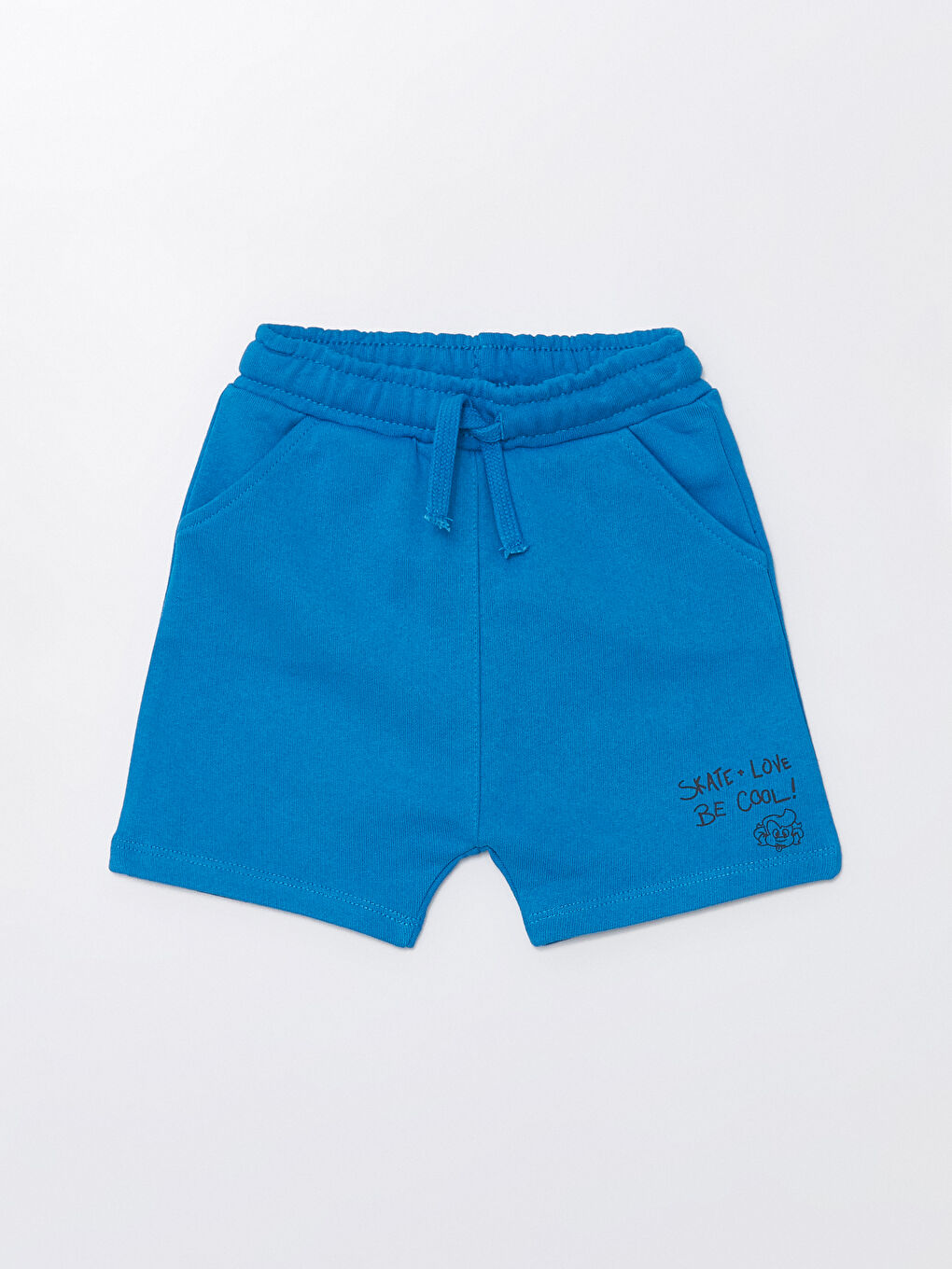 Mavi Beli Lastikli Baskılı Erkek Bebek Şort