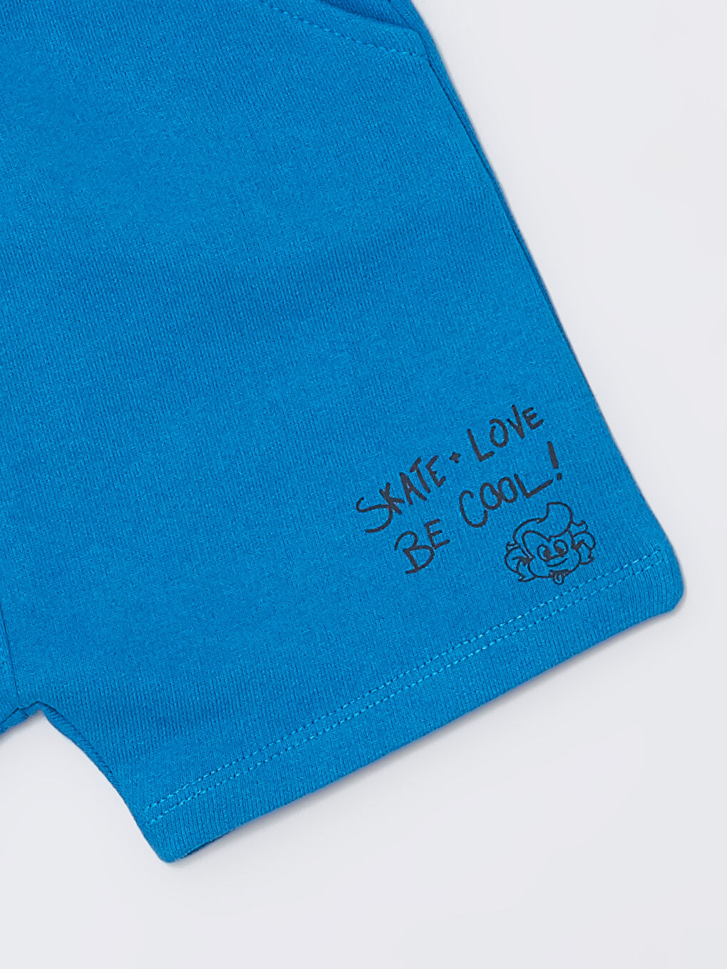 Mavi Beli Lastikli Baskılı Erkek Bebek Şort-1