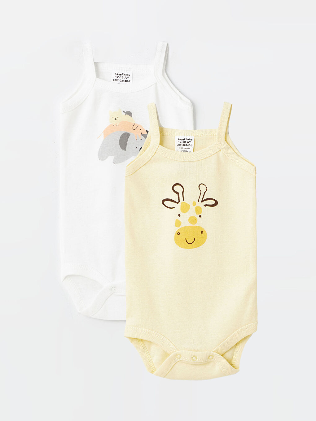 Karışık Bisiklet Yaka Kız Bebek Çıtçıtlı Bodysuit 2'li