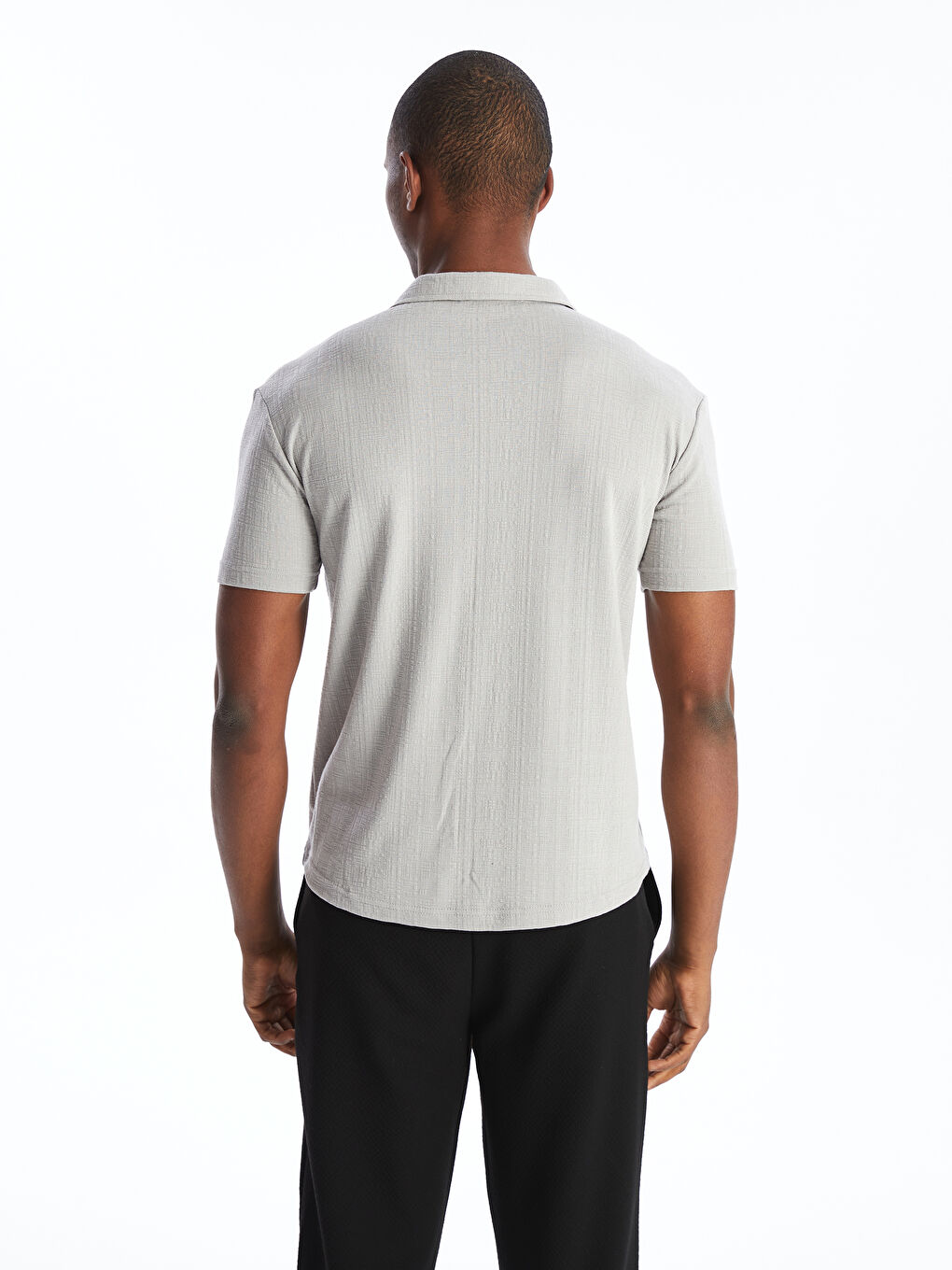 Gri Standart Kalıp Kısa Kollu Erkek Gömlek-4