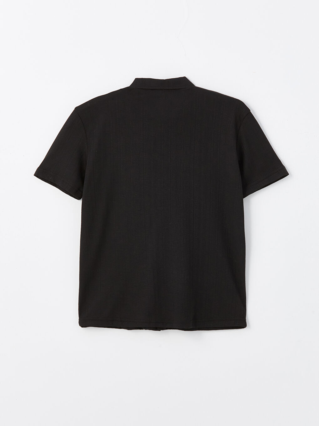 Siyah Standart Kalıp Kısa Kollu Erkek Gömlek-6