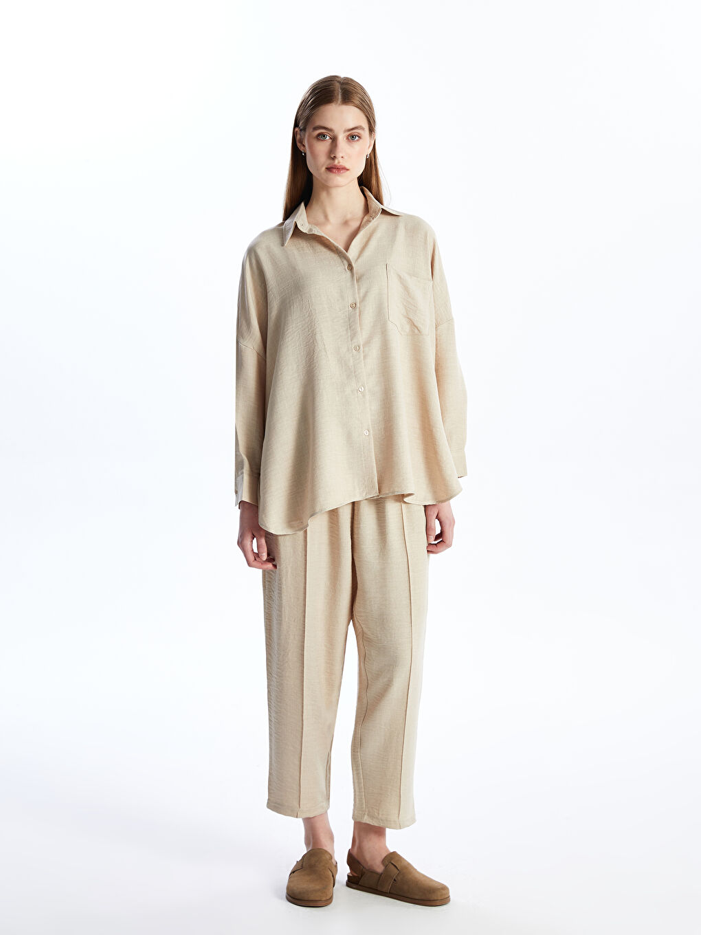 Bej Keten Kadın Takım-1