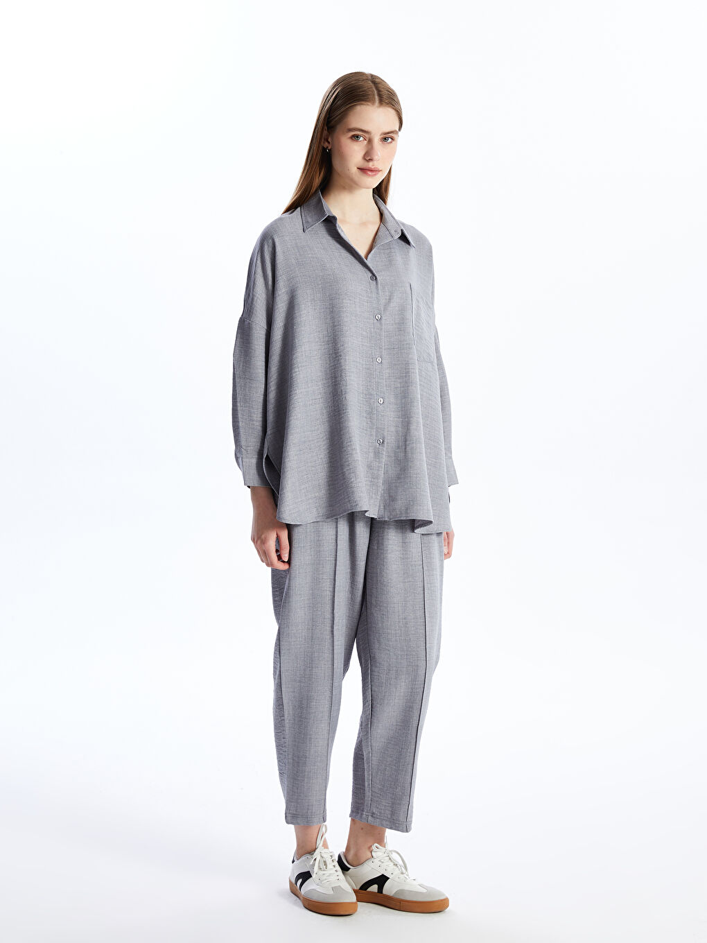 Gri Keten Kadın Takım