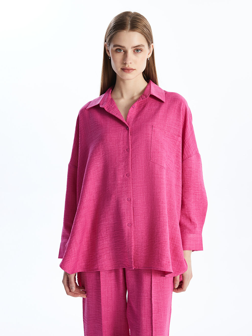 Fuşya Keten Kadın Takım-1