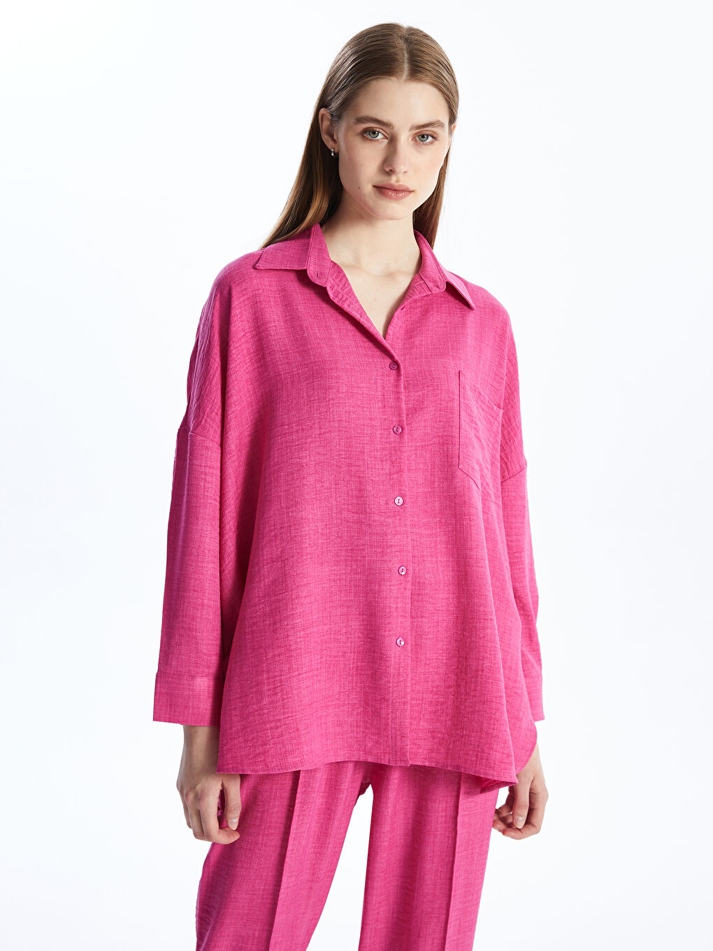 Fuşya Keten Kadın Takım-2