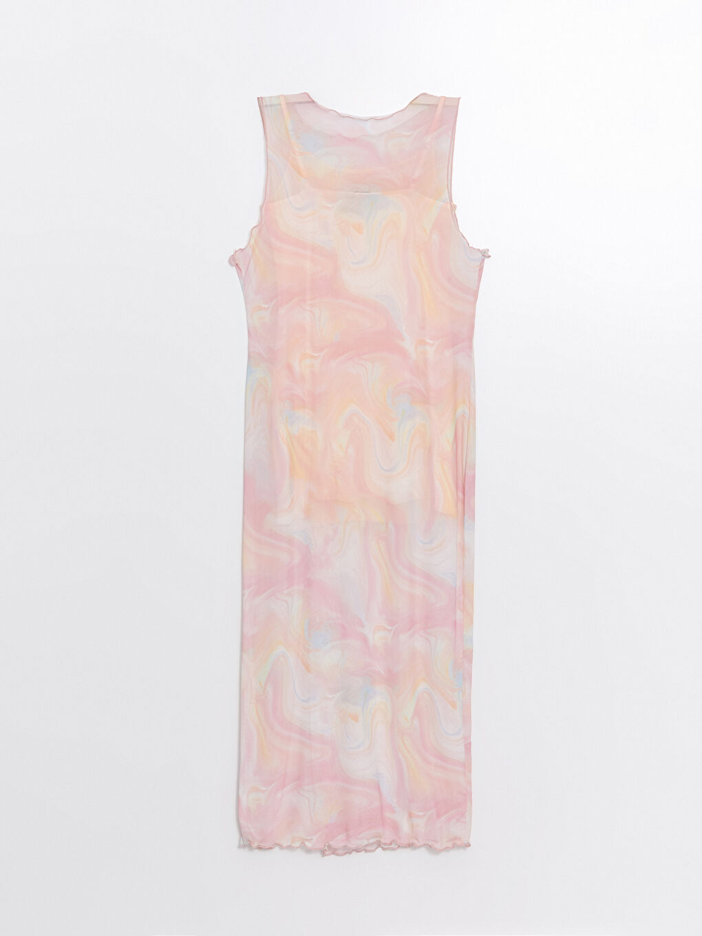 Ekru Bisiklet Yaka Batik Desenli Kadın Elbise-5