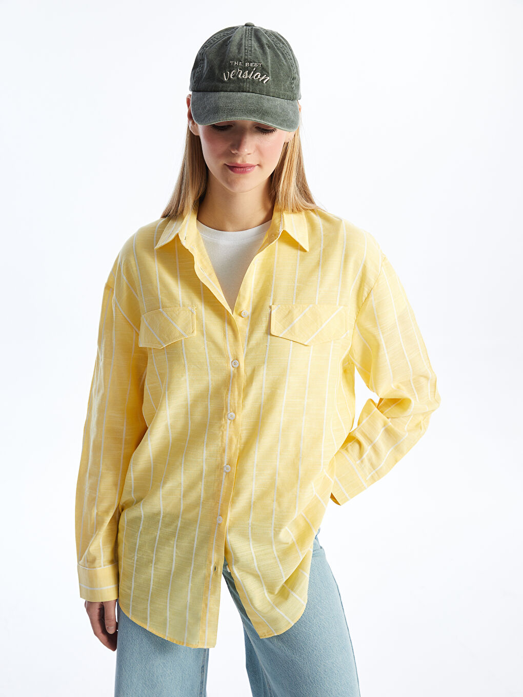 Sarı Çizgili Kadın Gömlek