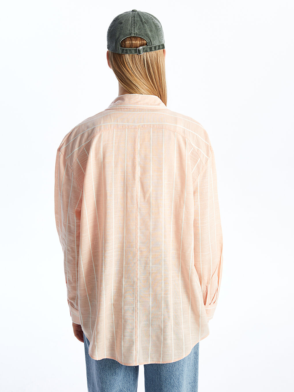 Turuncu Çizgili Kadın Gömlek-4