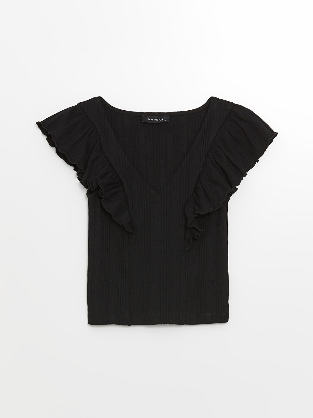 V Neck Straight Short Sleeve Women T-Shirt -S4M021Z8-CVL