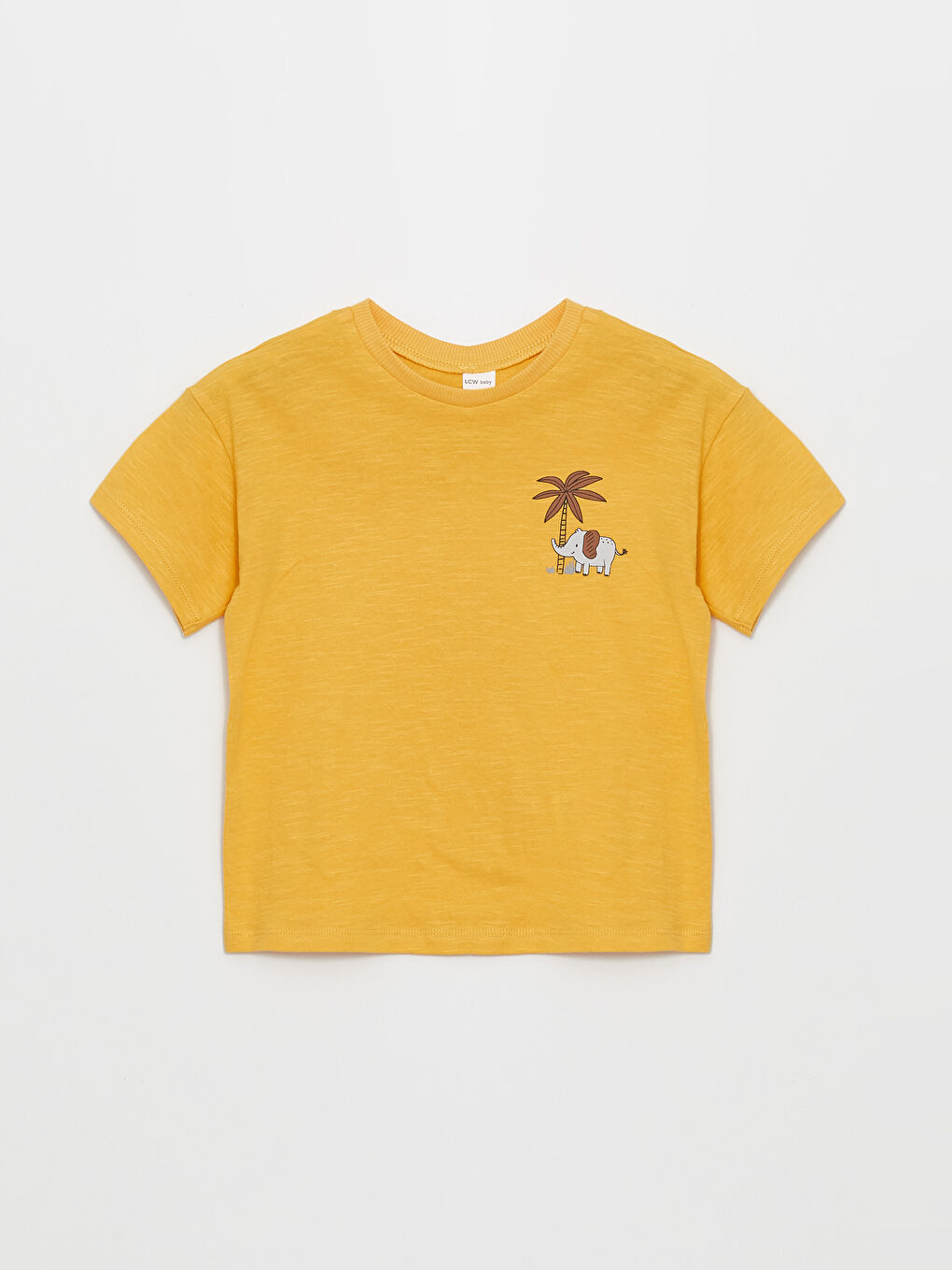 Sarı Bisiklet Yaka Kısa Kollu Baskılı Erkek Bebek Tişört