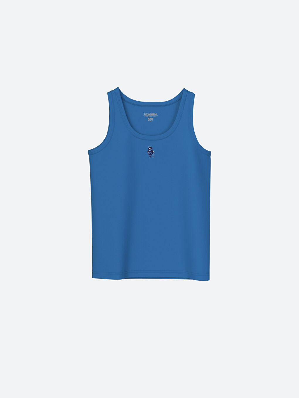 Beyaz Bisiklet Yaka Baskılı Erkek Çocuk Atlet 2'li-1