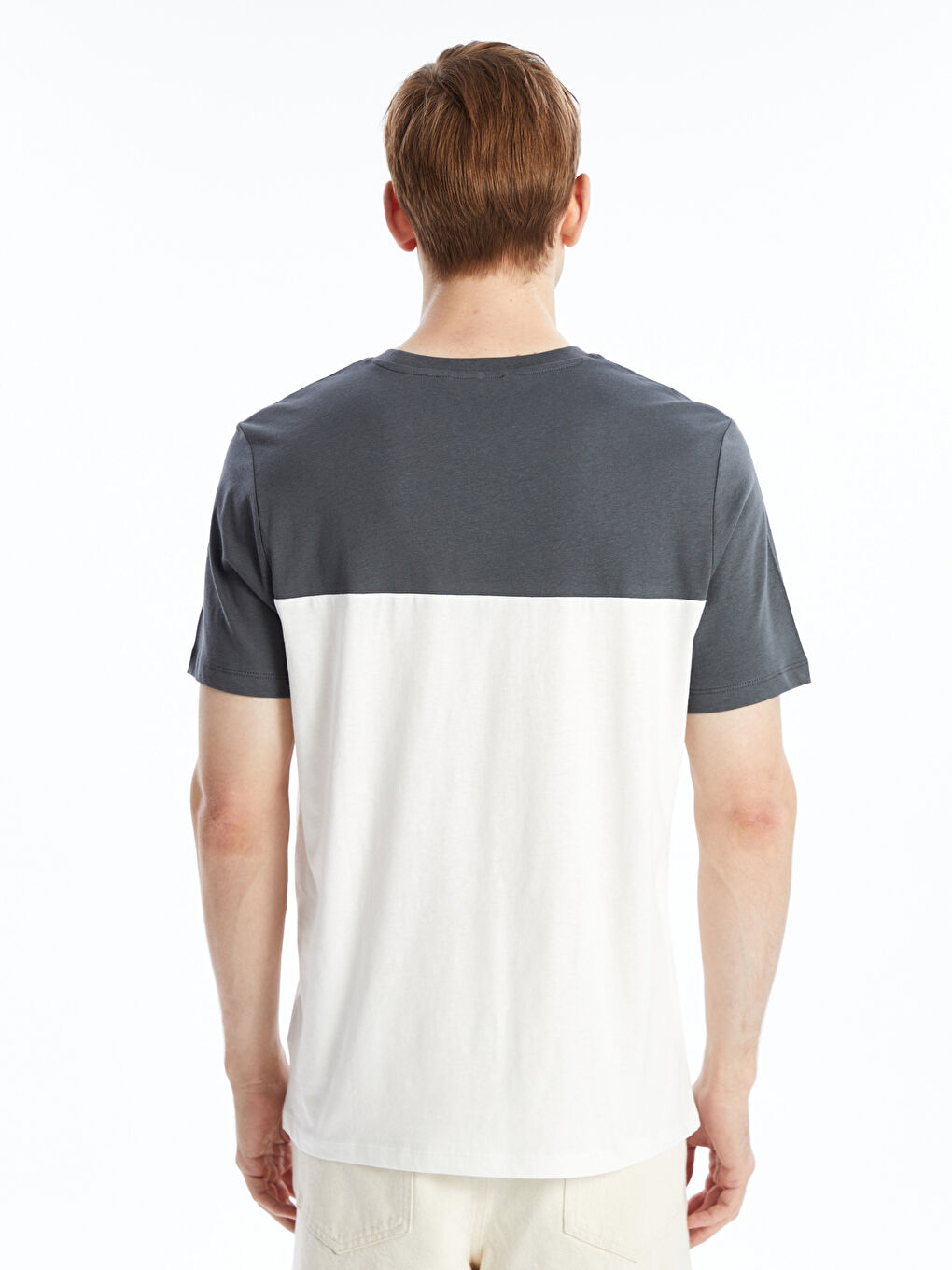 Antrasit Bisiklet Yaka Kısa Kollu Baskılı Erkek Tişört-3