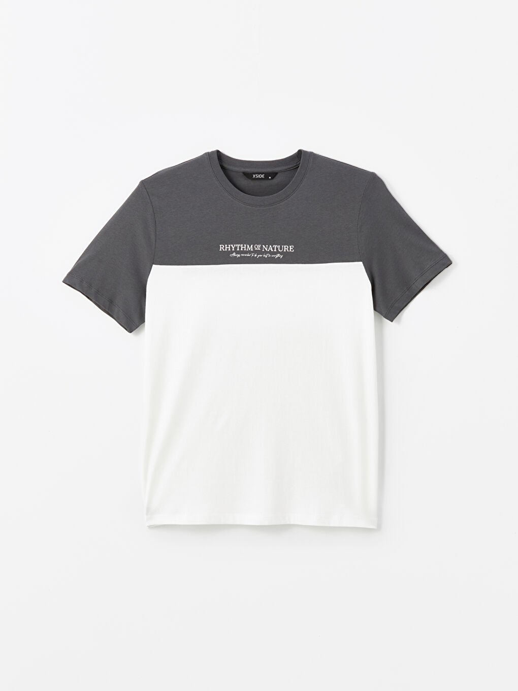 Antrasit Bisiklet Yaka Kısa Kollu Baskılı Erkek Tişört-4