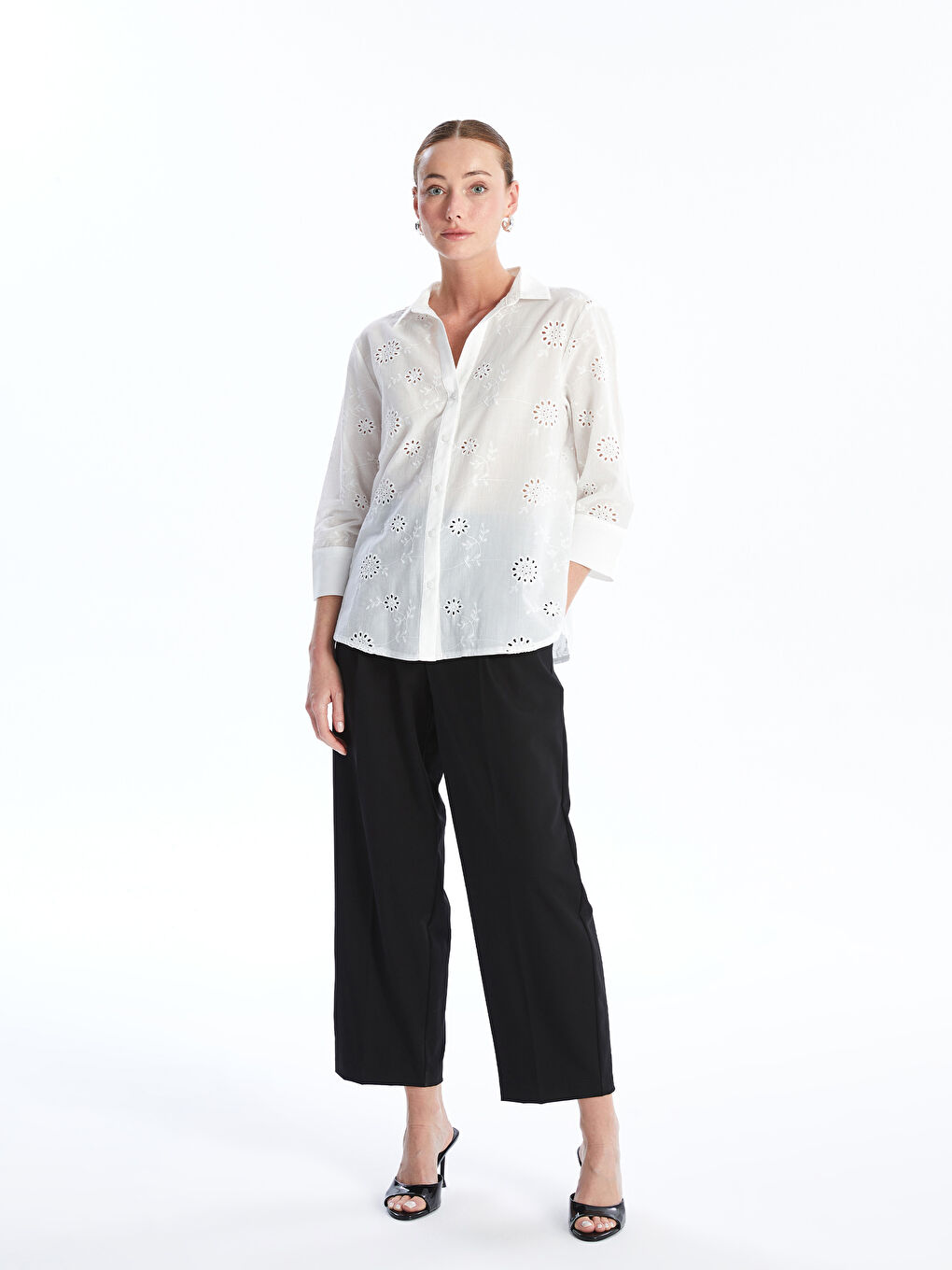 Self-Patterned Women's Shirt -S4M176Z8-Q6K
