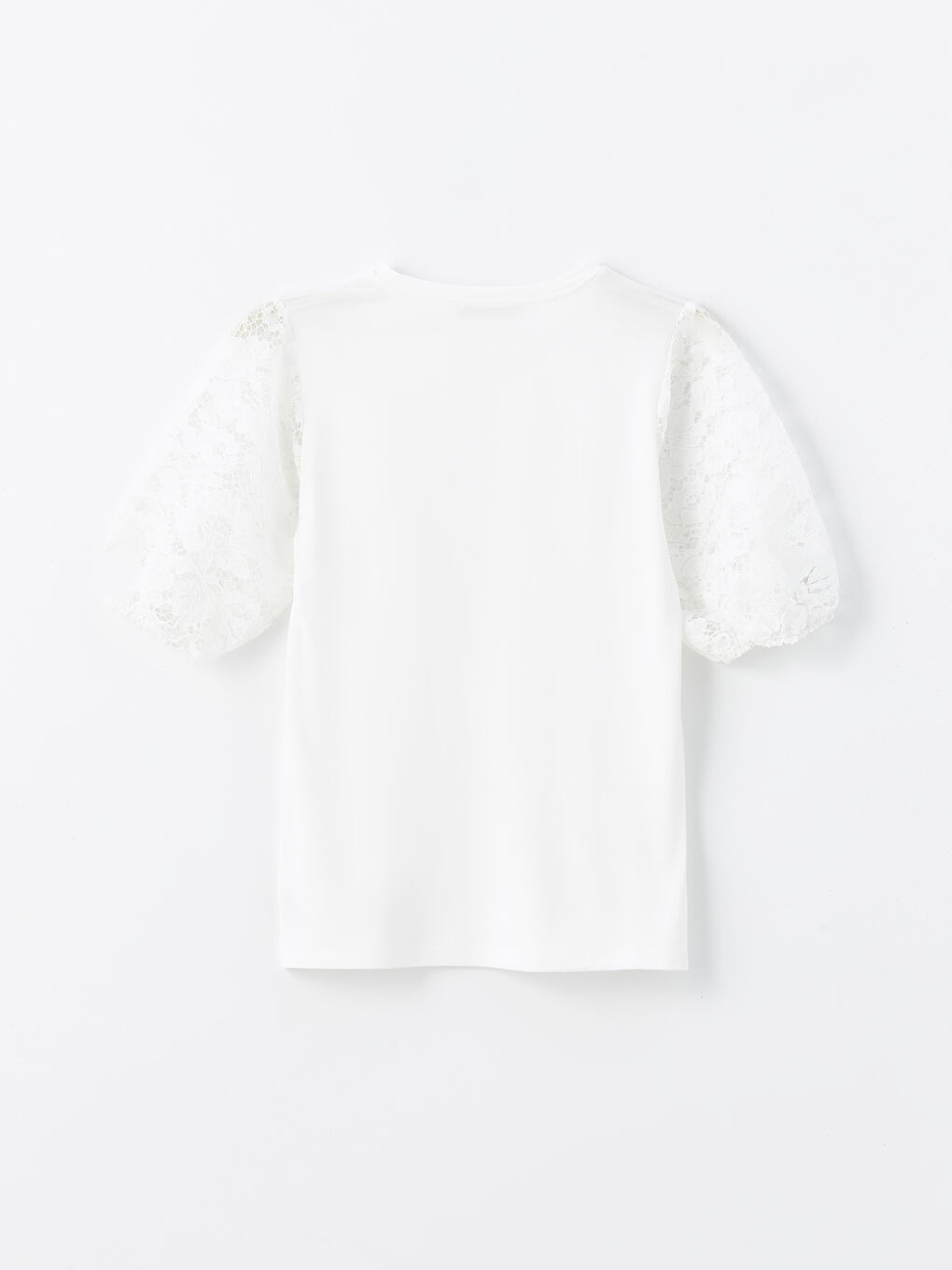 Crew Neck Self-Patterned Short-Sleeve Women's Blouse -S4M184Z8-R9J