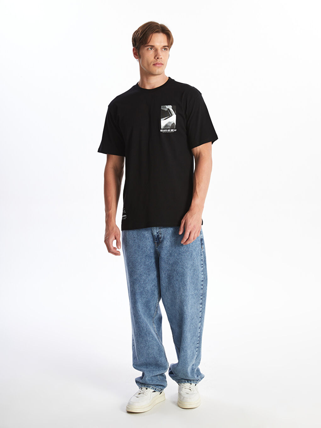 Crew Neck Short Sleeve Printed Combed Cotton Men's T-shirt -S4M187Z8-CVL