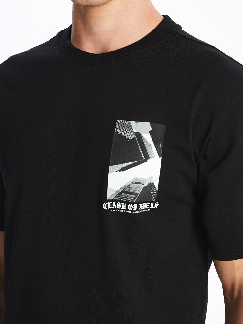 Crew Neck Short Sleeve Printed Combed Cotton Men's T-shirt -S4M187Z8-CVL