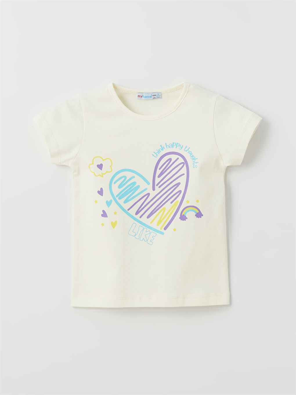 Ekru Bisiklet Yaka Kız Bebek Tişört