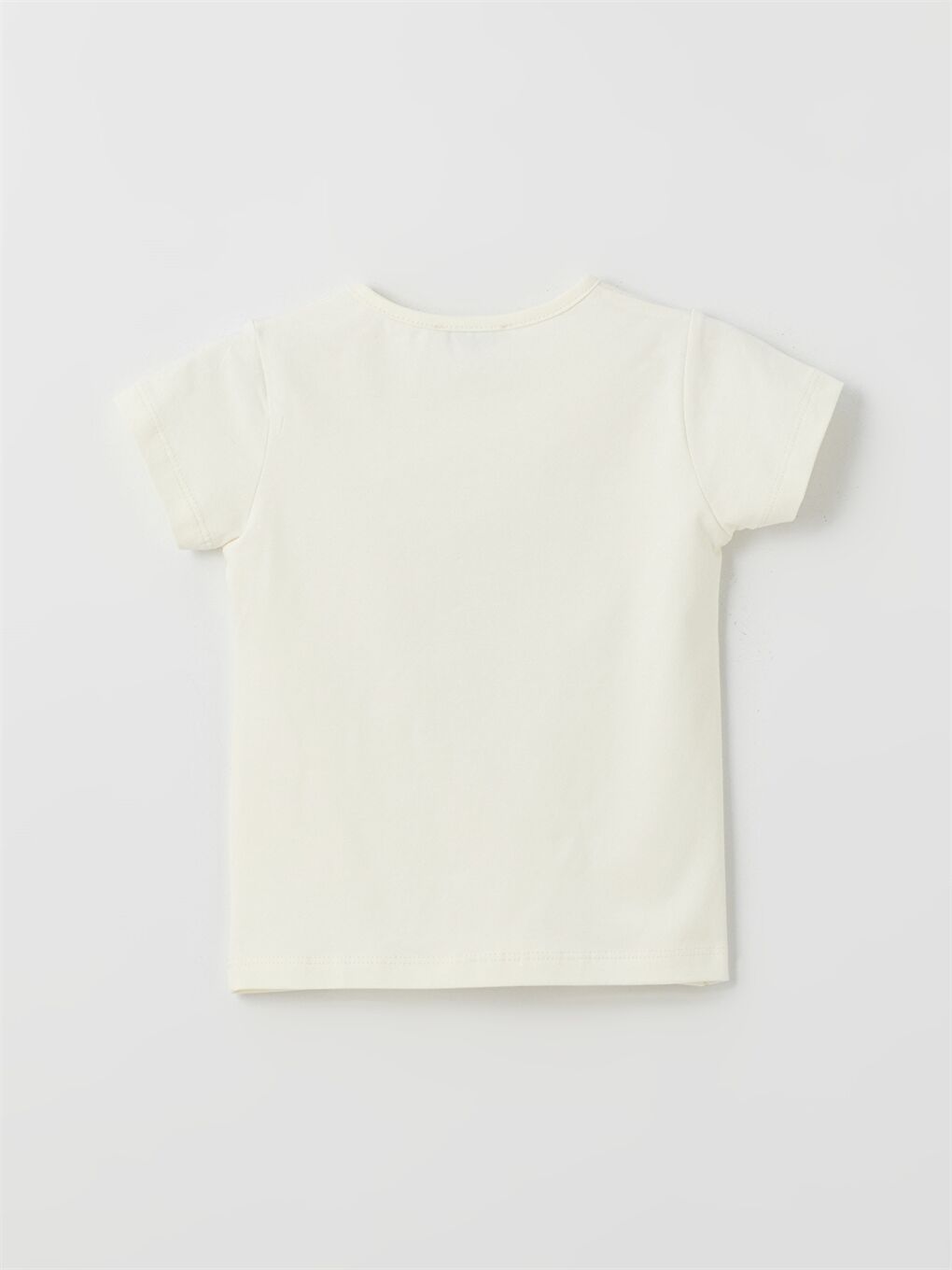 Ekru Bisiklet Yaka Kız Bebek Tişört-2