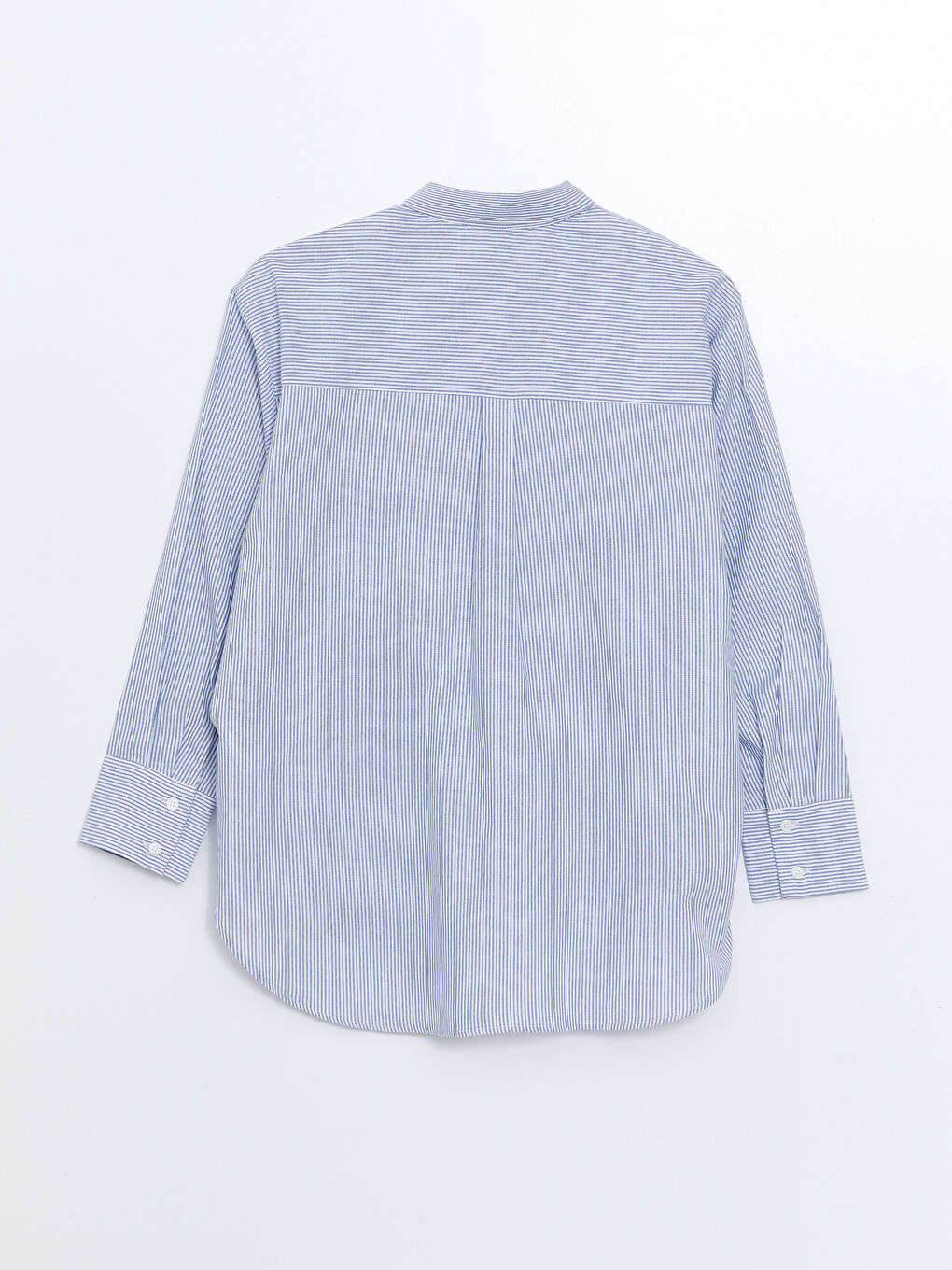 Mavi Çizgili Uzun Kollu Oversize Kadın Gömlek-6