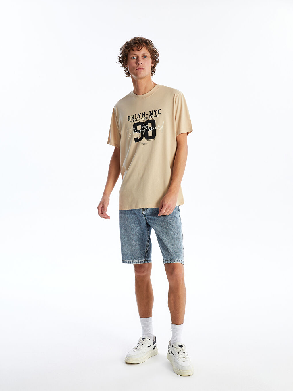 Футболка Мужская с Круглым Вырезом, Коротким Рукавом, С Принтом, Из Гребенного Хлопка-1