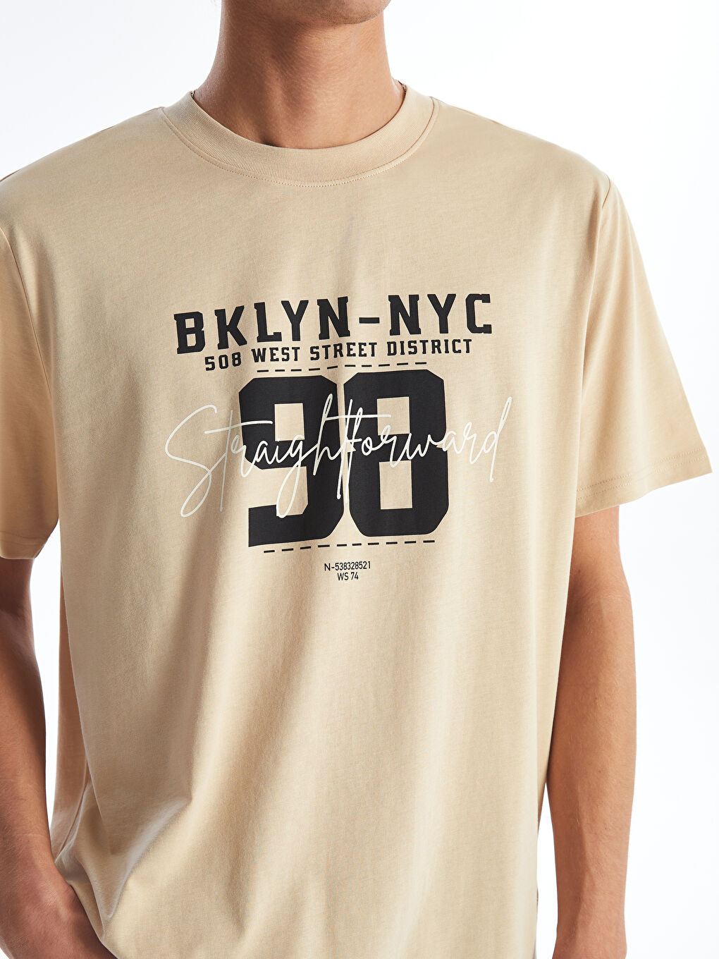 Футболка Мужская с Круглым Вырезом, Коротким Рукавом, С Принтом, Из Гребенного Хлопка-2