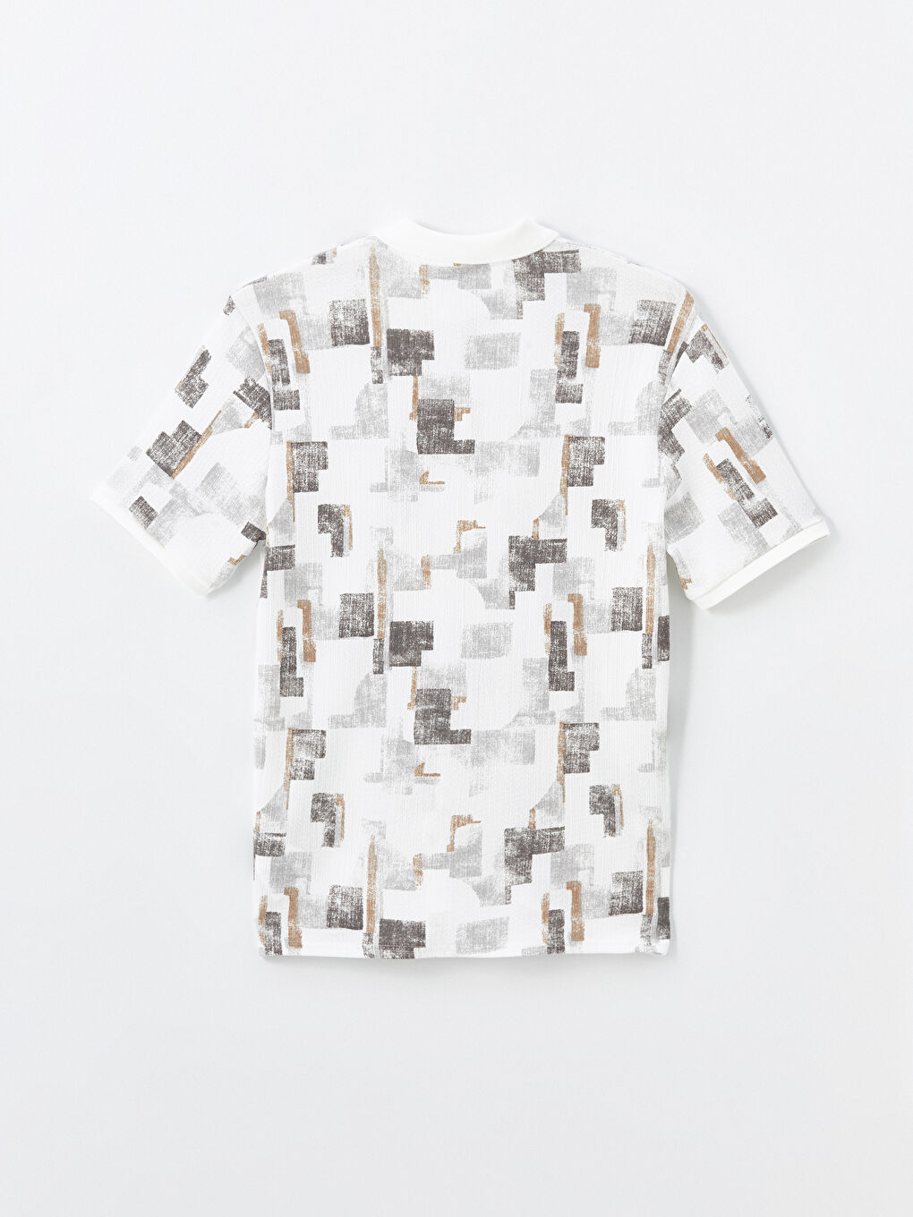 Polo Neck Short Sleeve Patterned Men's T-Shirt -S4M242Z8-YGE