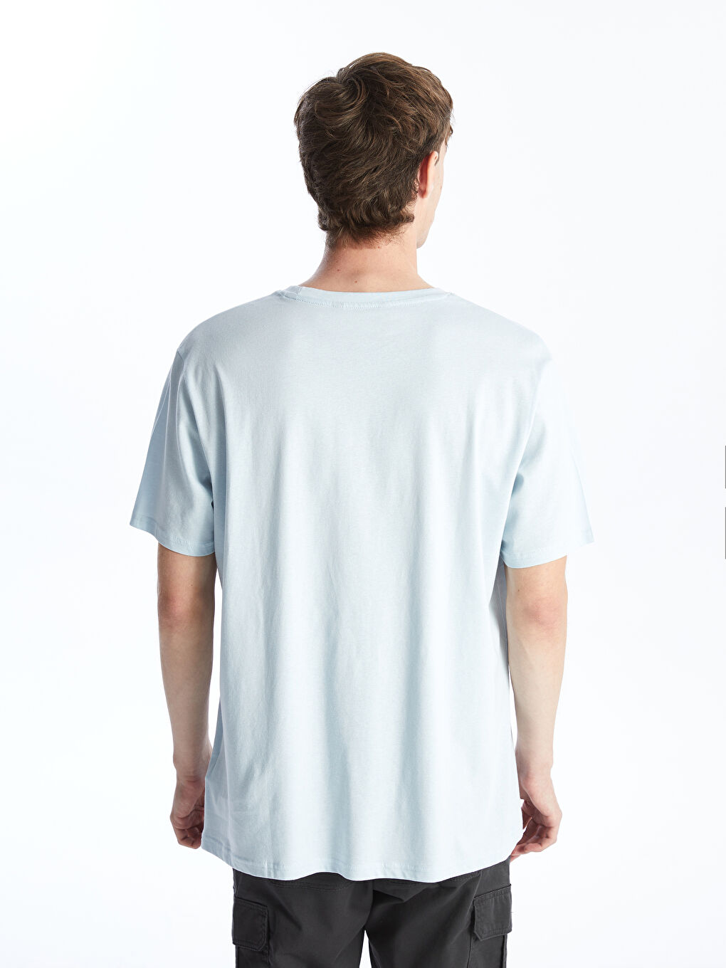 მრგვალი საყელო მოკლე სახელო ნაბეჭდი კომბინირებული ბამბის მამაკაცის მაისური-4