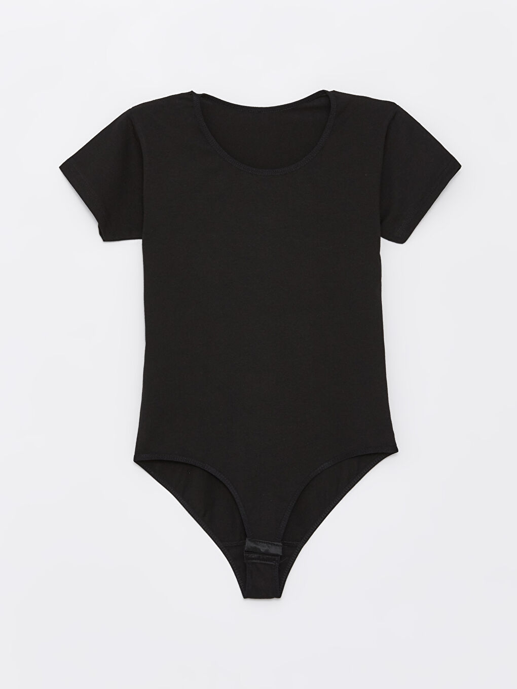 Siyah Bisiklet Yaka Kadın Çıtçıtlı Body