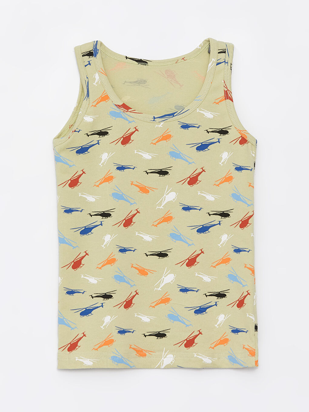 Haki Bisiklet Yaka Desenli Erkek Çocuk İç Giyim Takım-1