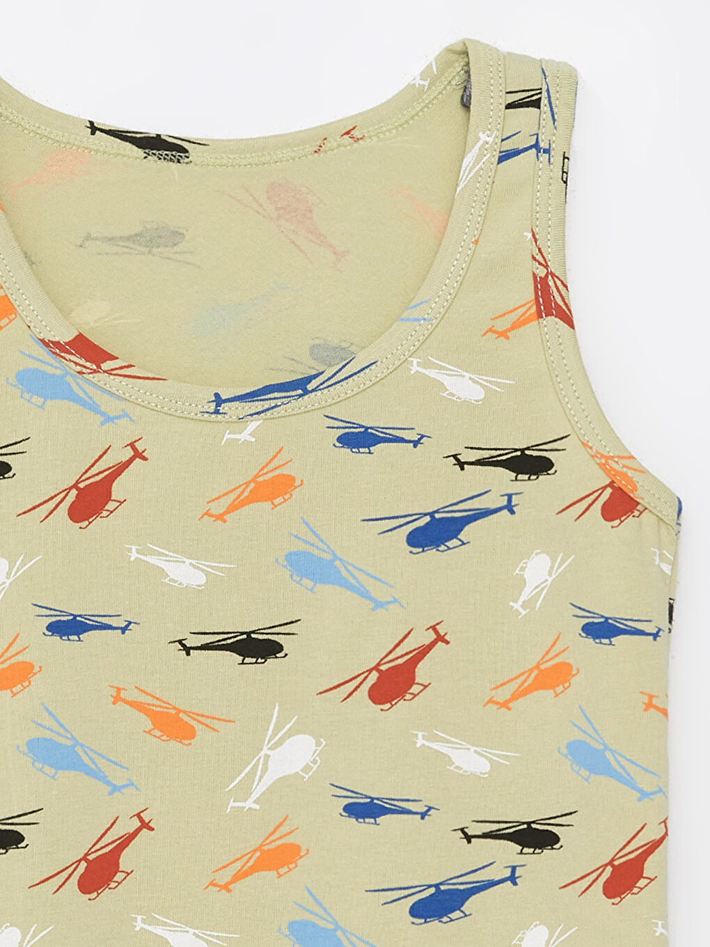 Haki Bisiklet Yaka Desenli Erkek Çocuk İç Giyim Takım-5