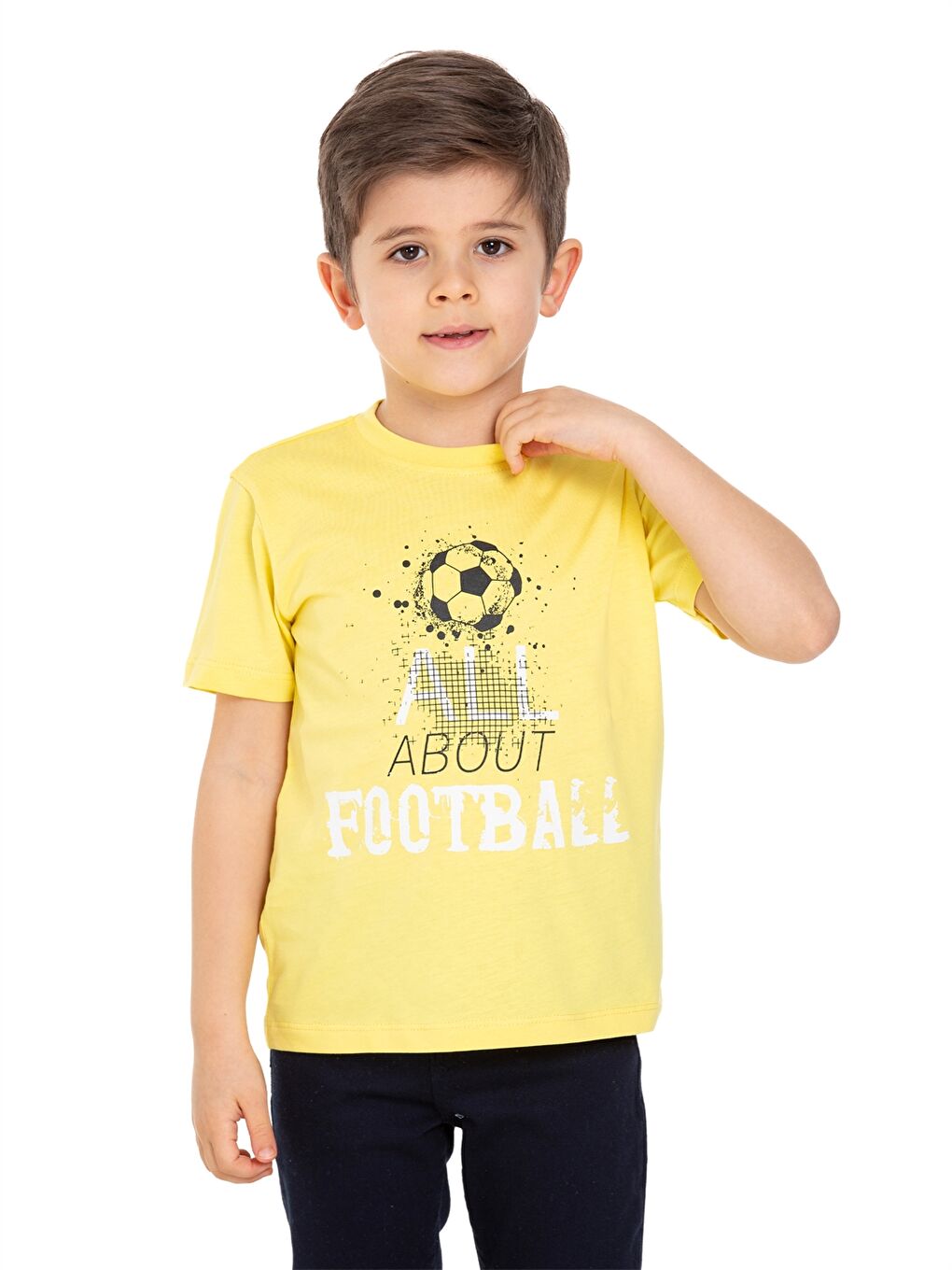 Sarı Bisiklet Yaka Erkek Çocuk Tişört